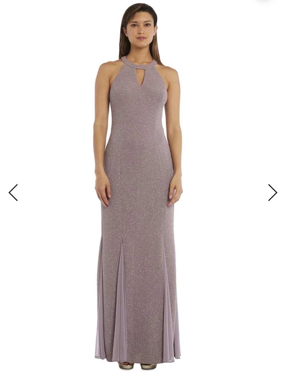 Night Way Collections Rose-Mauve Shimmer Halter Maxi Dress - Picture 5 of 14